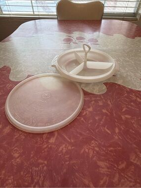 Vintage Tupperware Travel Relish Tray Removable Handle & Lid